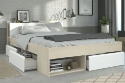 160-iger Stauraumbett mit Kleiderschrank, Schreibtisch und Kommode MOST 76